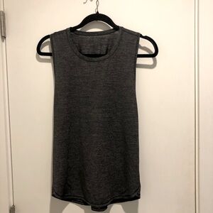 Lululemon racer back tank top, silvery grey colour with ruffle detail - size 6